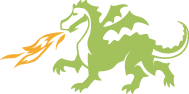 Logo des Designbüros, ein grüner Drache